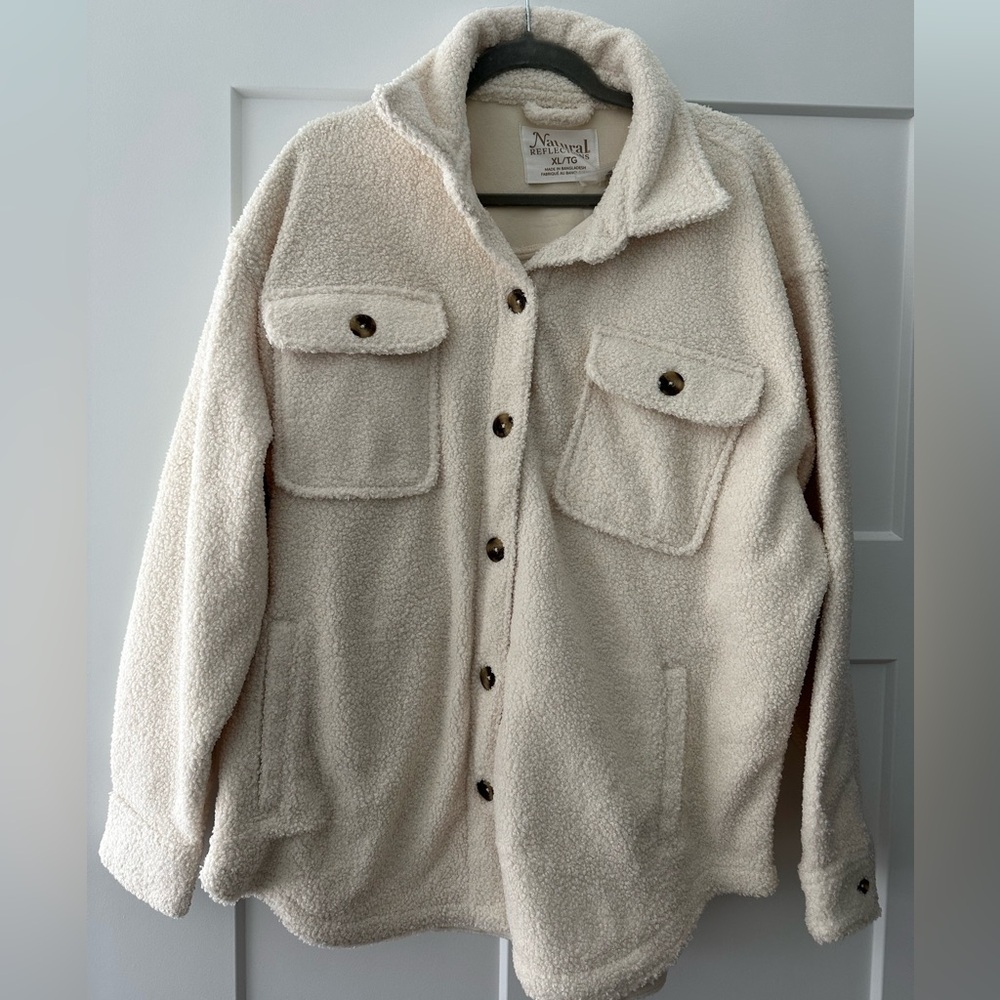 Natural Reflections Cream Sherpa Utility Jacket